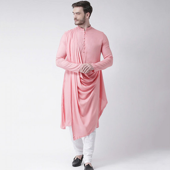 https://www.fabcrab.in/products/men-pink-solid-straight-kurta-with-attached-drape