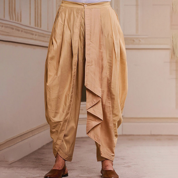 https://www.fabcrab.in/products/men-beige-solid-draped-dhoti-pants
