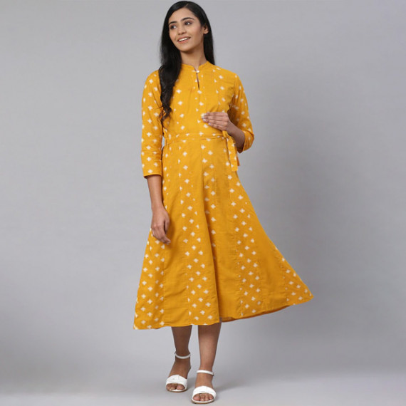 https://www.fabcrab.in/products/women-mustard-yellow-off-white-printed-pure-cotton-maternity-a-line-dress