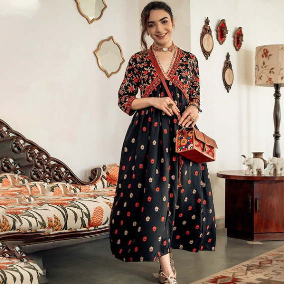 https://www.fabcrab.in/products/black-orange-ethnic-motifs-printed-maxi-dress