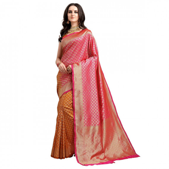 https://www.fabcrab.in/products/pink-mustard-yellow-ethnic-motifs-woven-design-half-half-kanjeevaram-saree