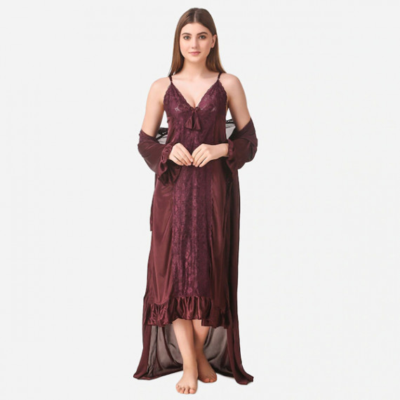 https://www.fabcrab.in/products/brown-maxi-satin-solid-nightwear-set
